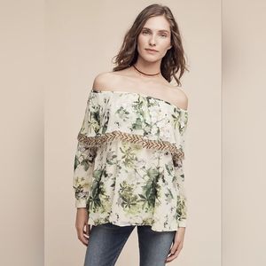 NWT, Anthropologie Varun Bahl Off Shoulder 3D Floral Darcie Top
